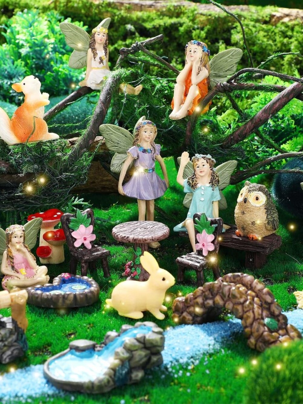 19 Pcs Fairy Garden Kit, Miniature Fairy Garden Accessories Outdoor